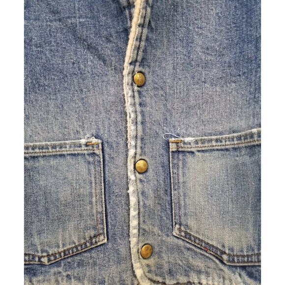 Carhartt Sherpa Lined Denim Jean Snap Vest Vtg 1980s Western Winter Layering XL - Picture 3 of 9